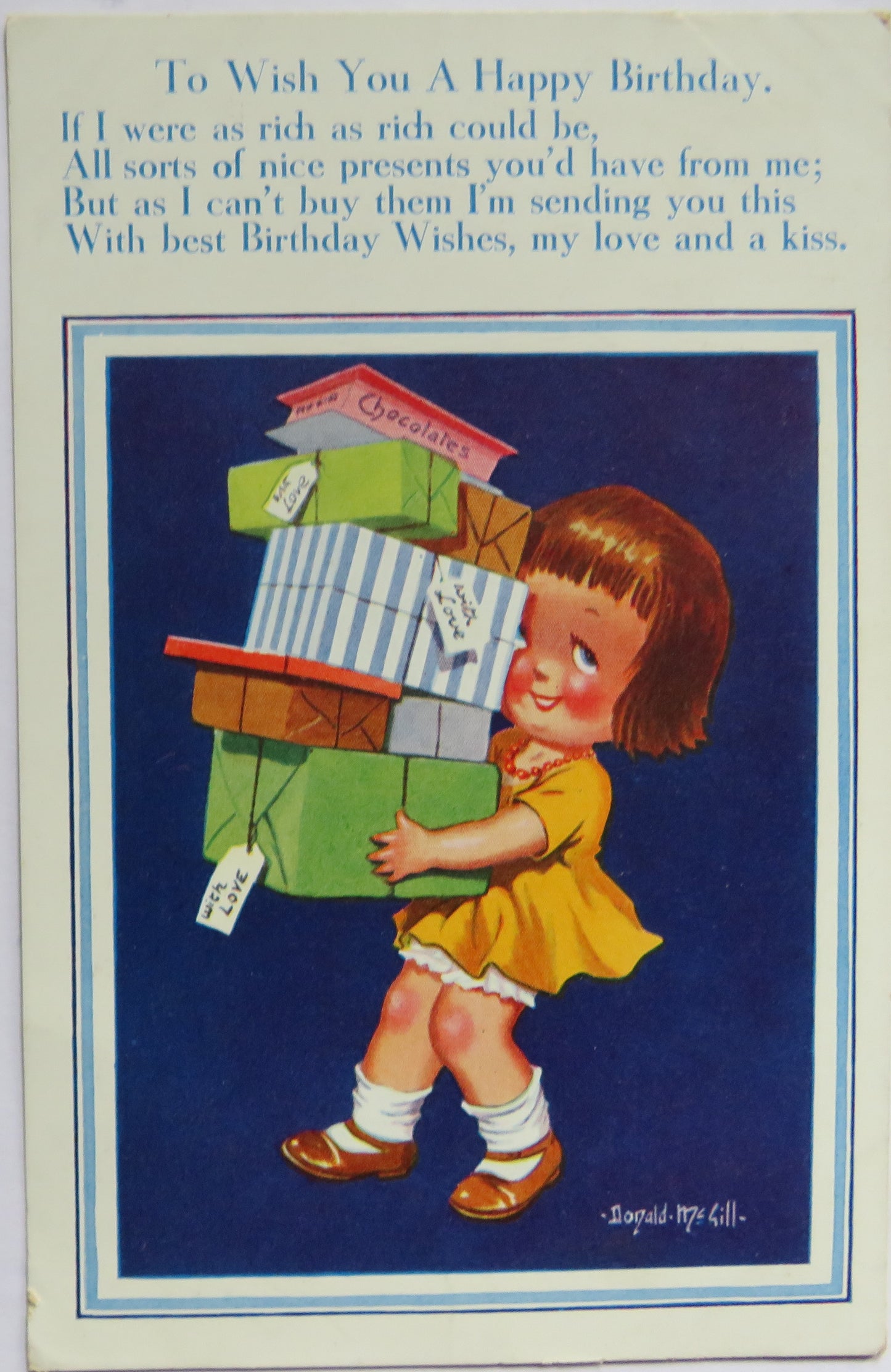 Vintage Postcard By Donald McGill "To Wish You A Happy Birthday"