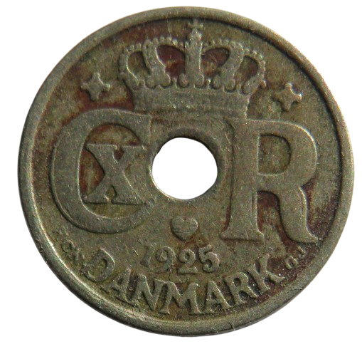 1925 Denmark 10 Ore Coin