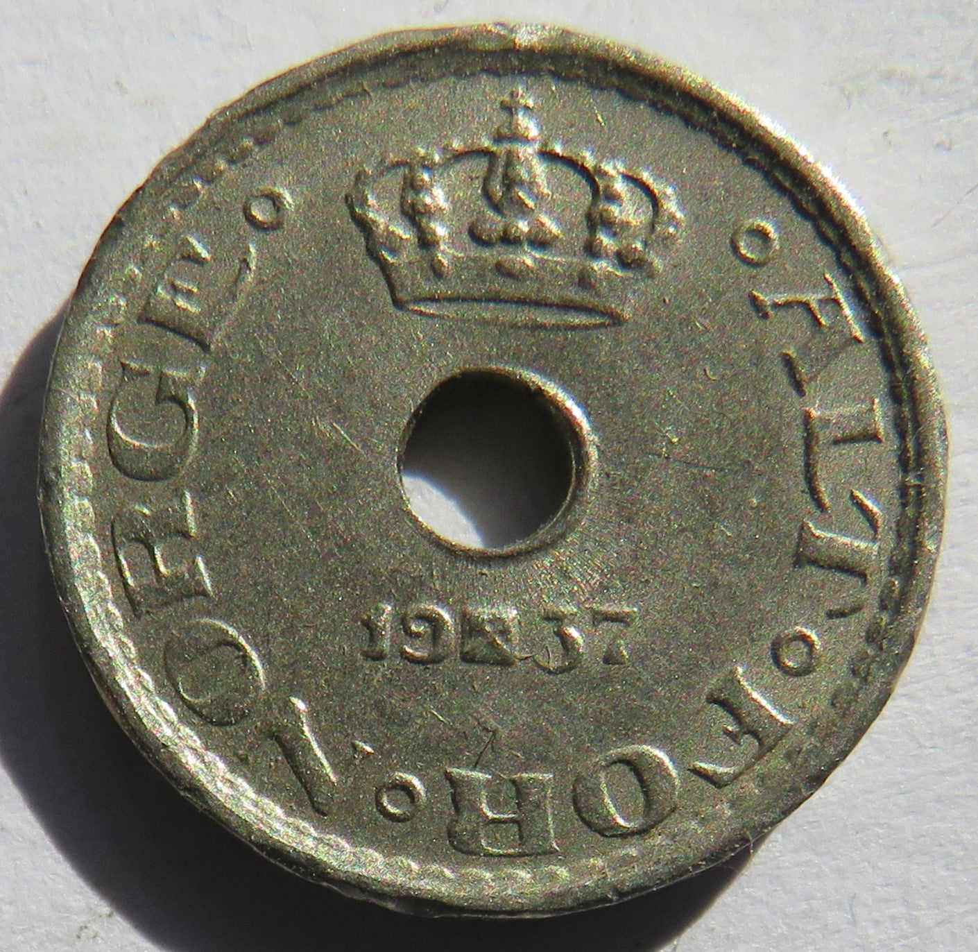 1937 Norway 10 Ore Coin