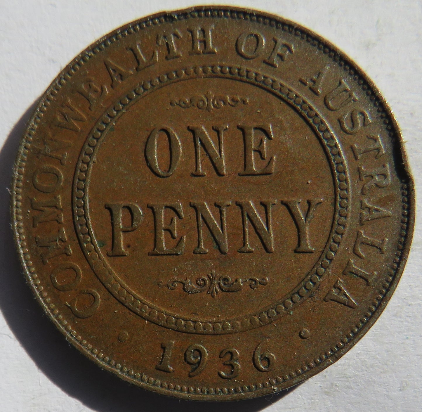1936 King George V Australia One Penny Coin