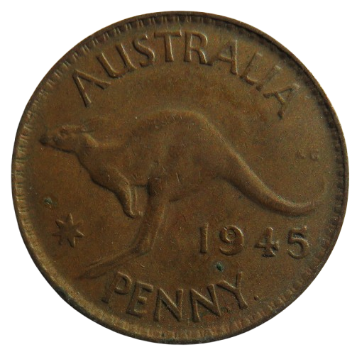 1945 King George VI Australia One Penny Coin