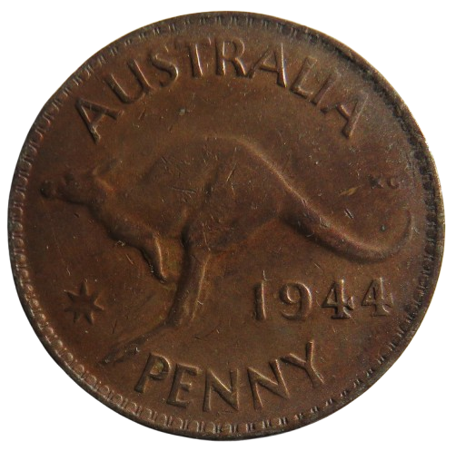 1944 King George VI Australia One Penny Coin