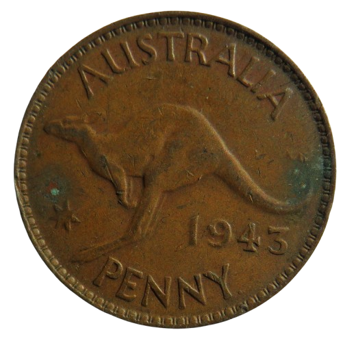 1943 King George VI Australia One Penny Coin