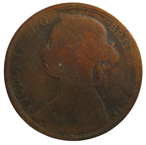 1890 Queen Victoria One Penny Coin - Great Britain