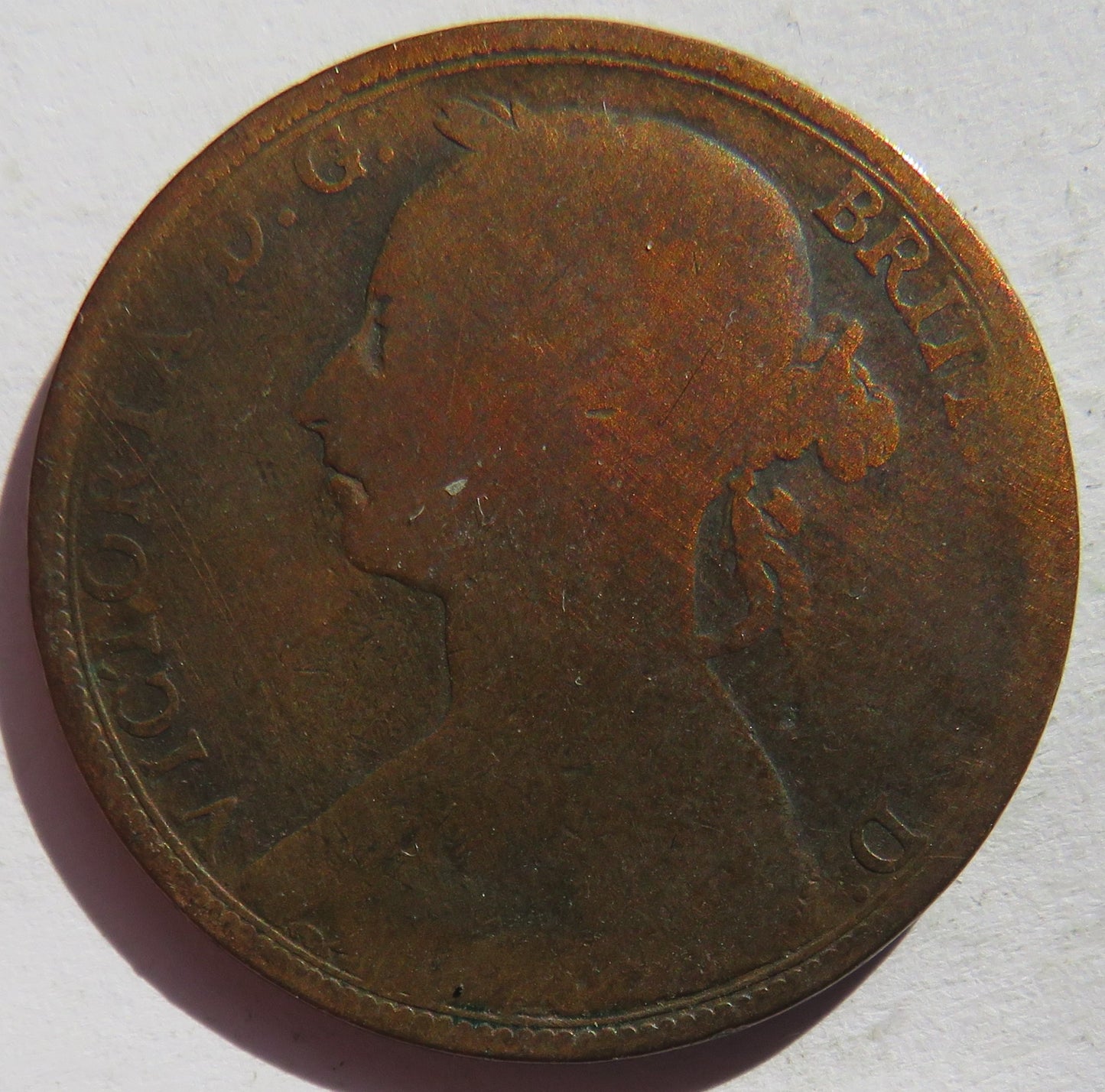 1890 Queen Victoria One Penny Coin - Great Britain