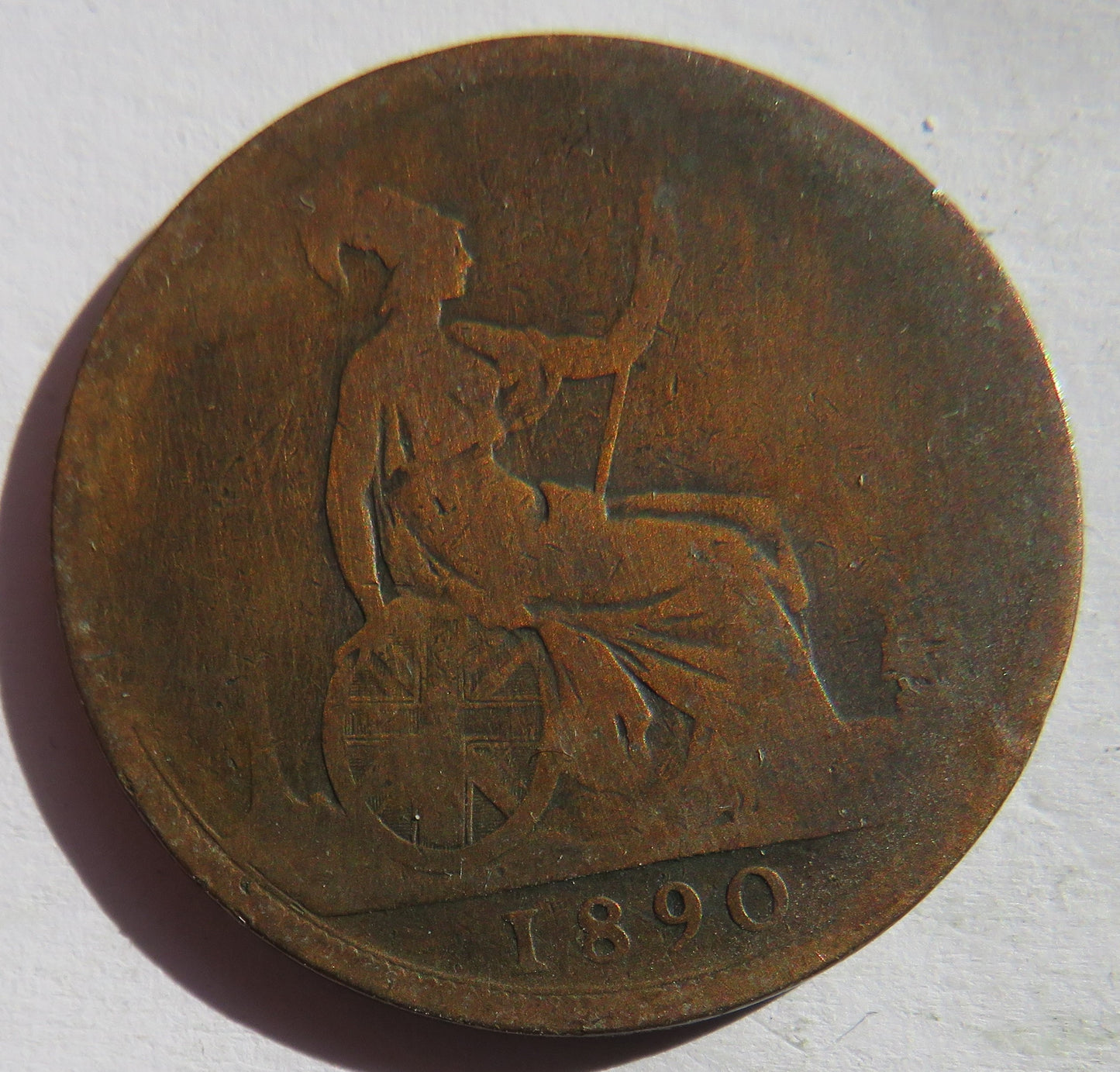 1890 Queen Victoria One Penny Coin - Great Britain