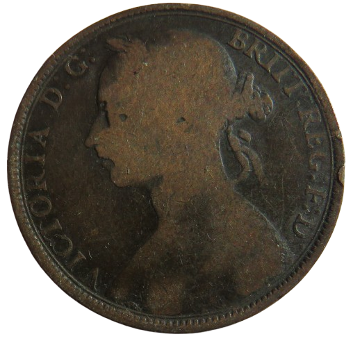 1891 Queen Victoria One Penny Coin - Great Britain