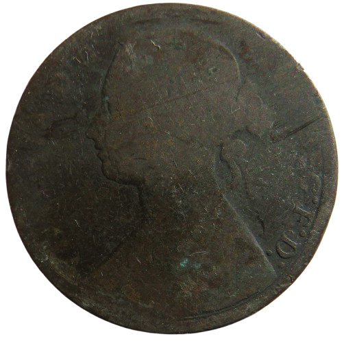 1875 Queen Victoria One Penny Coin - Great Britain