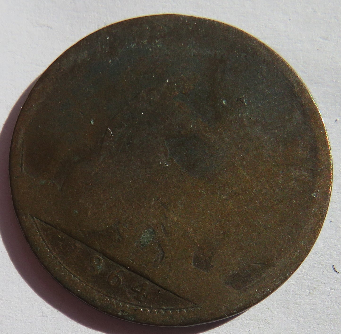 1864 Queen Victoria One Penny Coin - Great Britain
