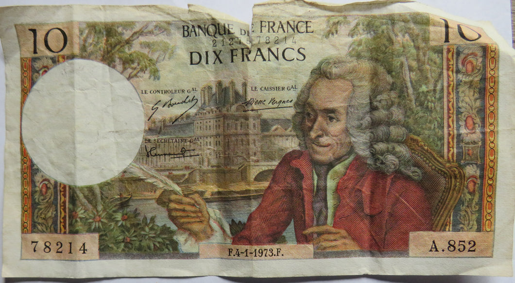 1973 France 10 Francs Banknote