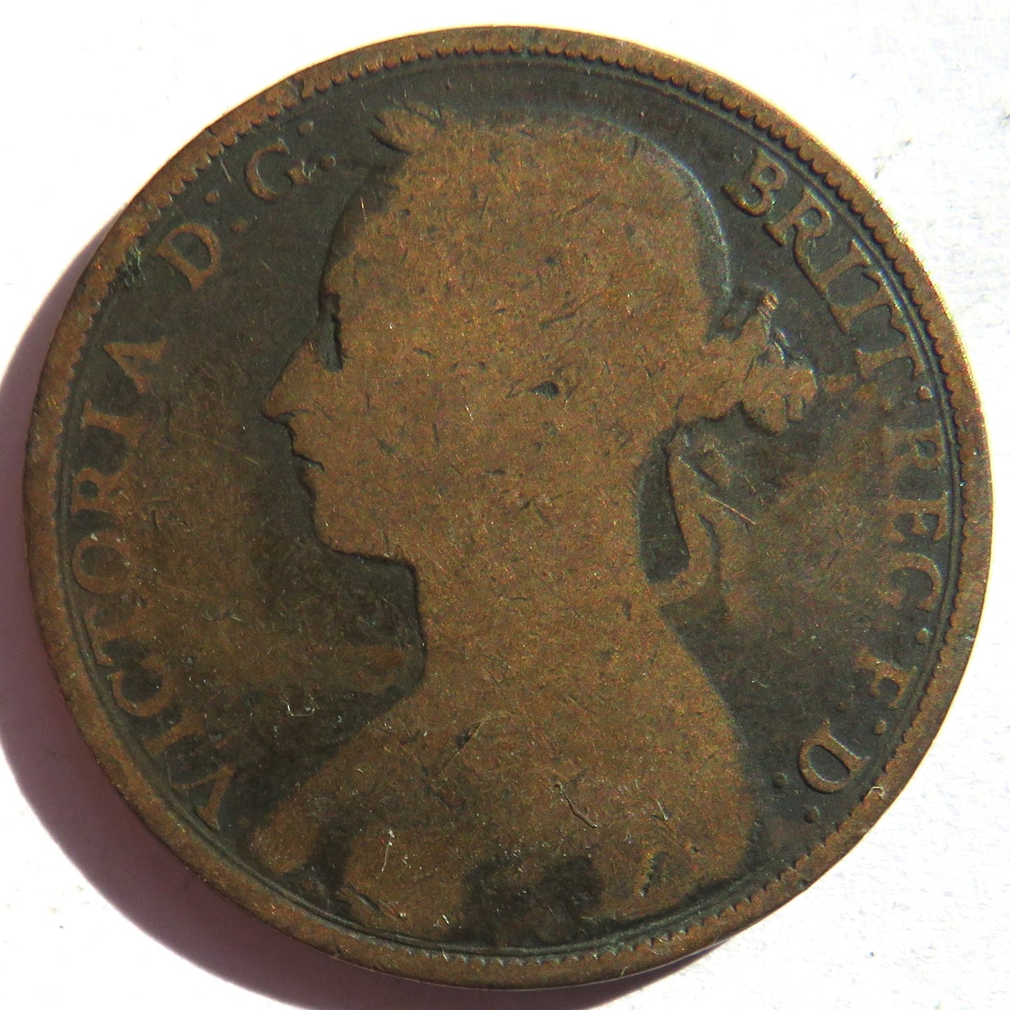 1892 Queen Victoria One Penny Coin - Great Britain