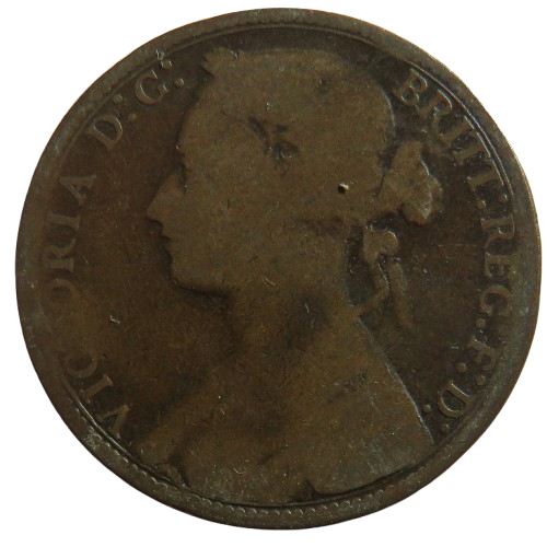 1875 Queen Victoria One Penny Coin - Great Britain