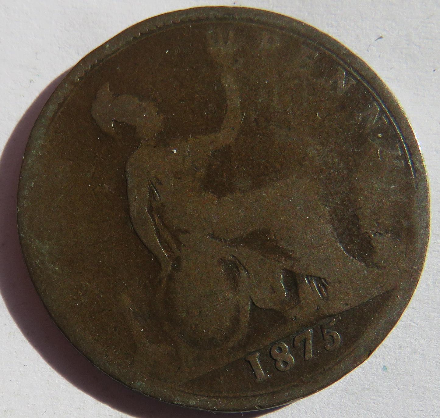1875 Queen Victoria One Penny Coin - Great Britain