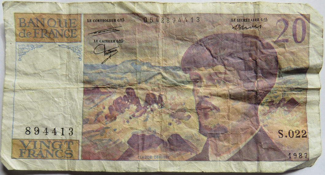 1987 France 20 Francs Banknote