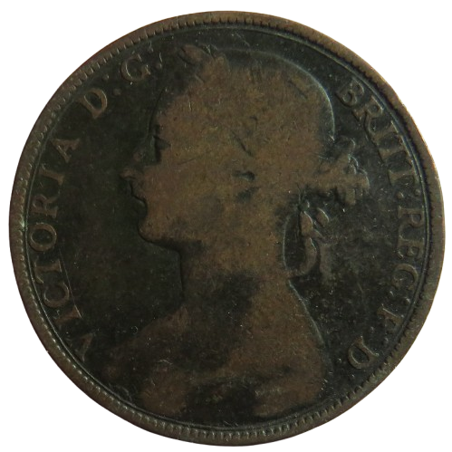 1892 Queen Victoria One Penny Coin - Great Britain