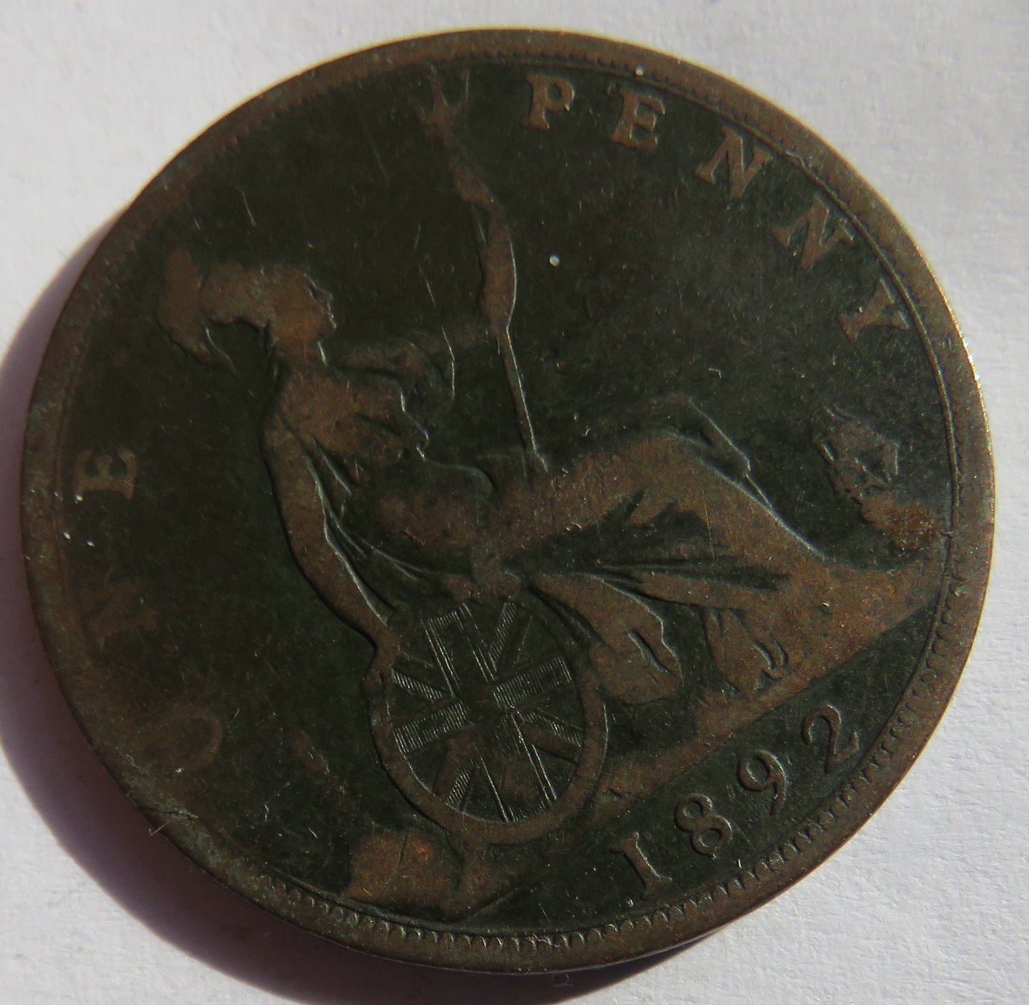 1892 Queen Victoria One Penny Coin - Great Britain