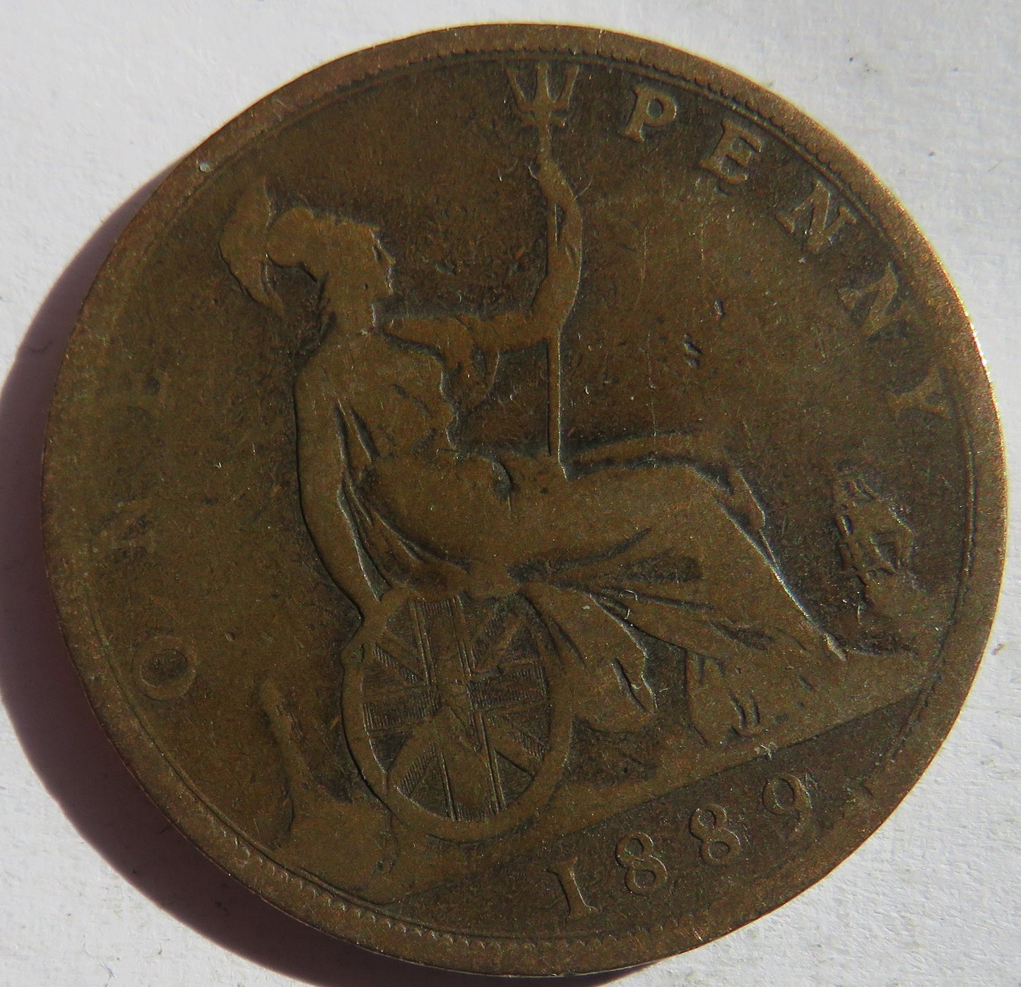 1889 Queen Victoria One Penny Coin - Great Britain