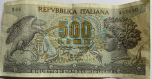 Load image into Gallery viewer, 1966 Italy 500 Lire Banknote
