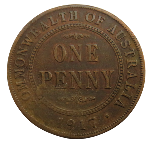 1917 King George V Australia One Penny Coin