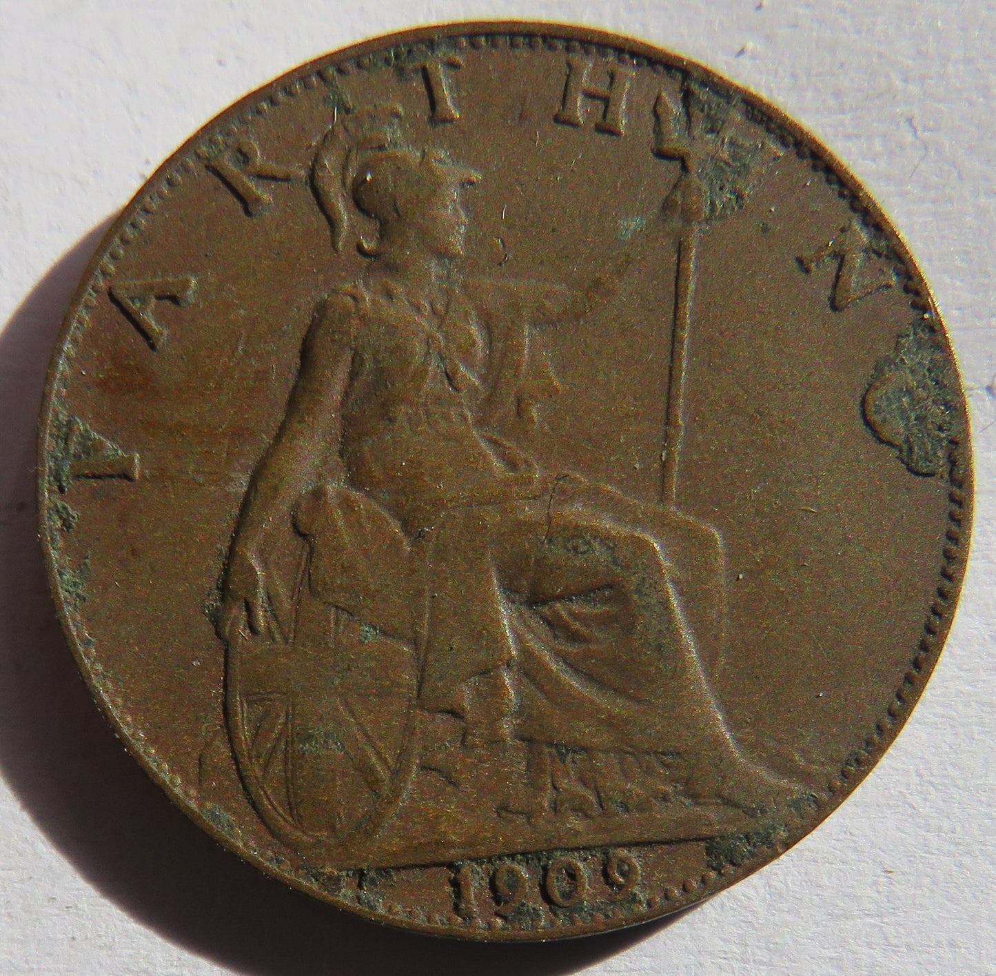 1909 King George V Farthing Coin - Great Britain