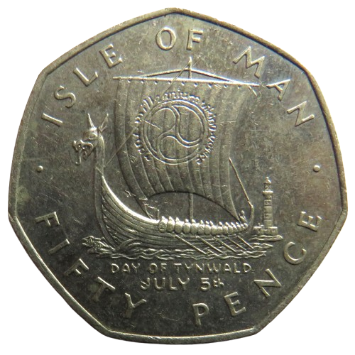 1979 Isle Of Man 50p Fifty Pence Coin Longboat Day Of Tynwald