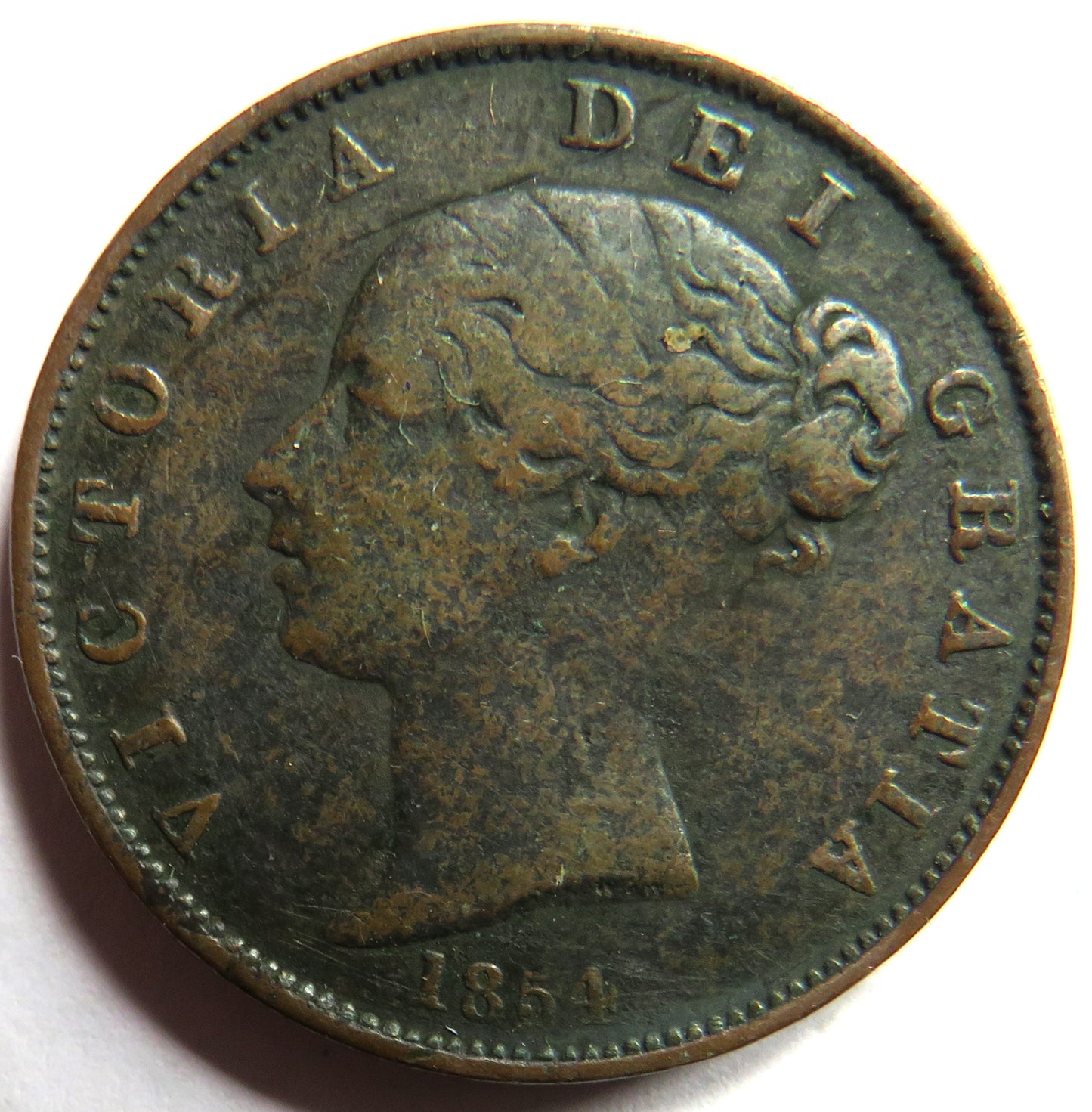 1853 Queen Victoria Young Head Halfpenny Coin - Great Britain