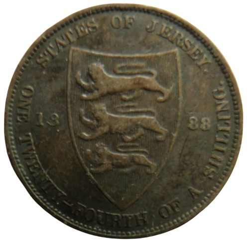 1888 Queen Victoria States of Jersey 1/24th of a Shilling Coin
