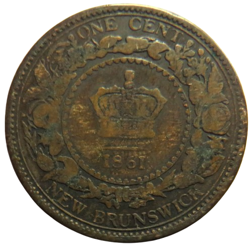 1861 Queen Victoria New Brunswick One Cent Coin
