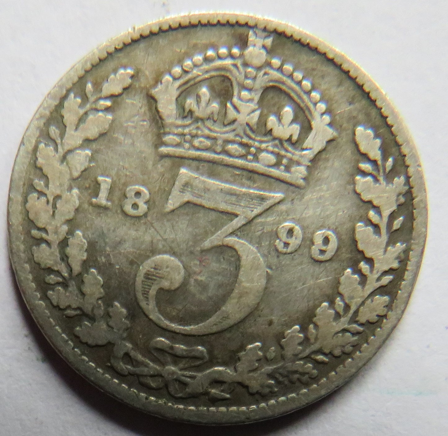 1899 Queen Victoria Silver Threepence Coin - Great Britain