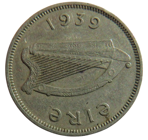1939 Ireland Sixpence Coin