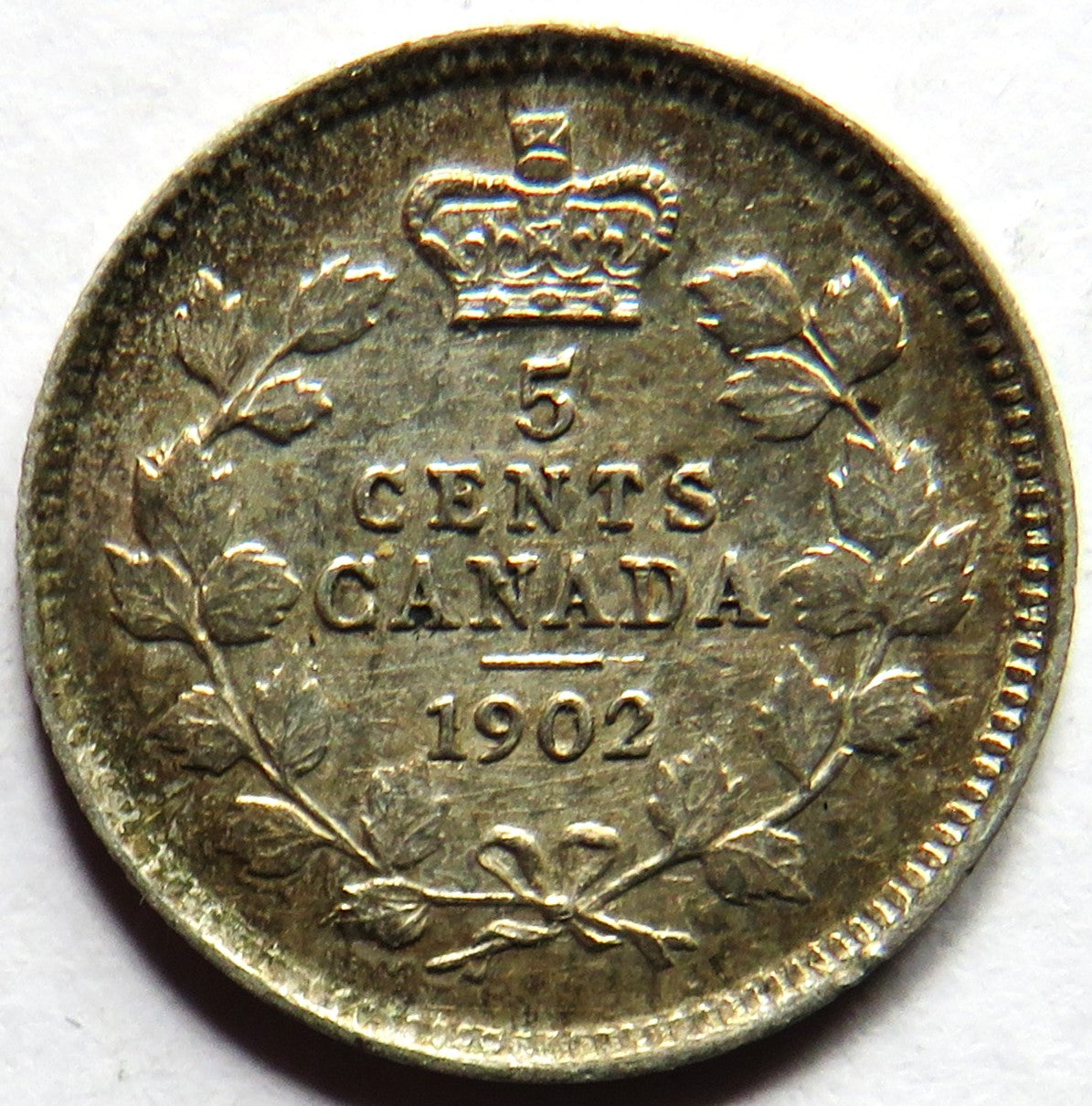 1902 King Edward VII Canada Silver 5 Cents Coin Higher Grade