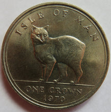 Load image into Gallery viewer, 1970 Isle of Man One Crown Coin Manx Cat
