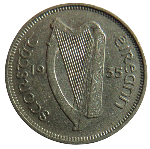 1935 Ireland Sixpence Coin