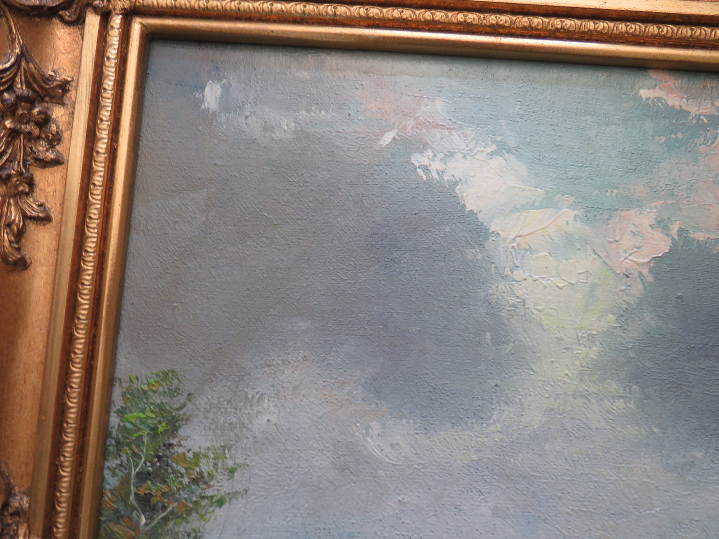 Vintage Framed Oil Painting By Johannes Miller Boat In River Scene