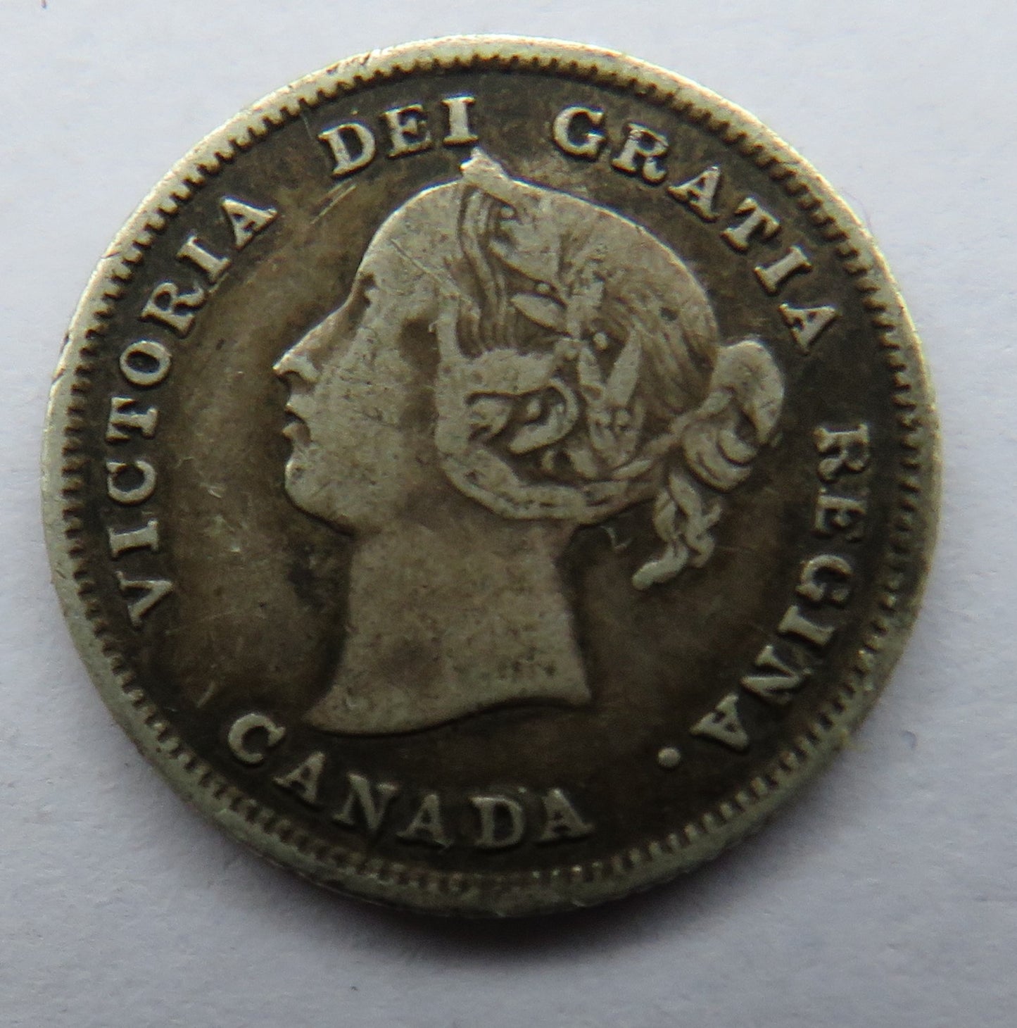 1891 Queen Victoria Canada Silver 5 Cents Coin