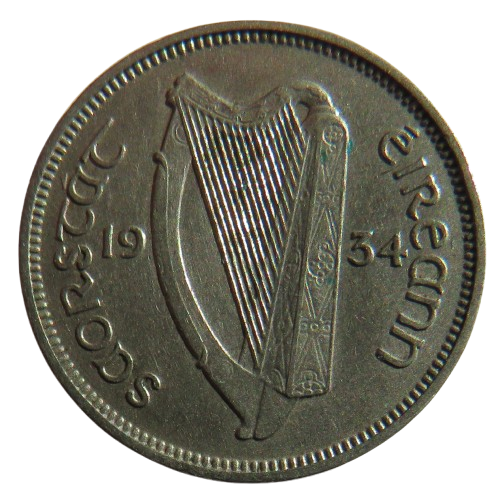 1934 Ireland Sixpence Coin