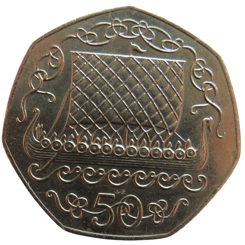 1980 Isle of Man 50p Coin Viking Longboat