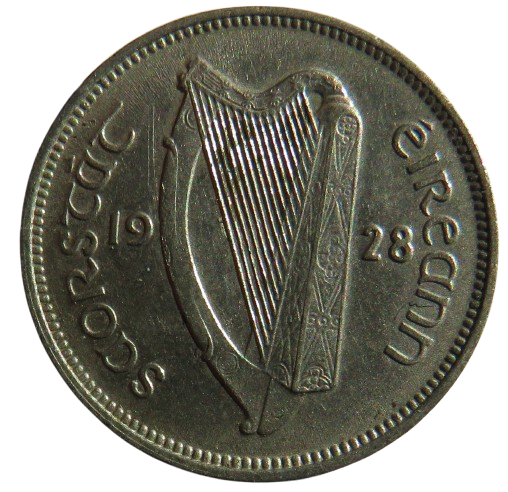 1928 Ireland Sixpence Coin
