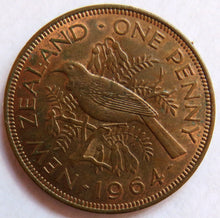 Load image into Gallery viewer, 1964 Queen Elizabeth II New Zealand One Penny Coin In High Grade
