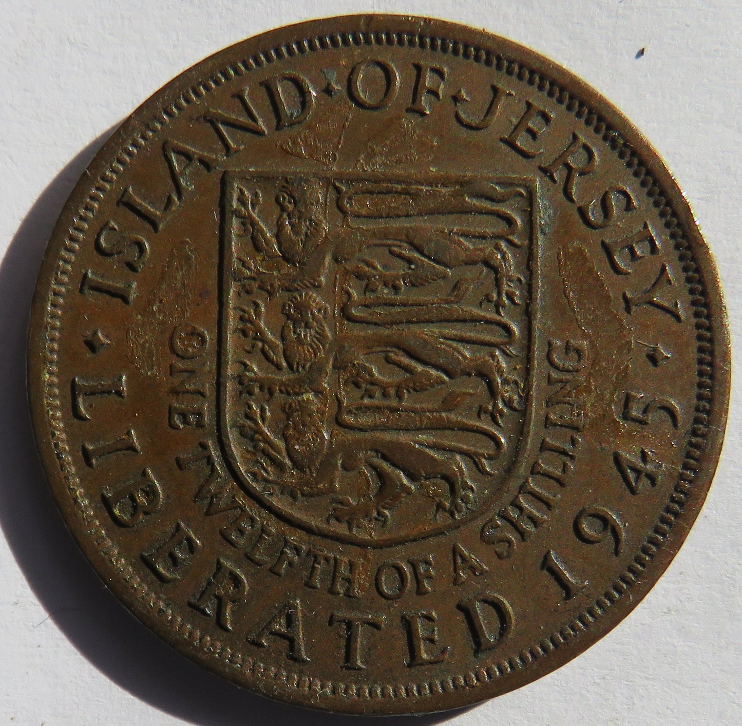1945 King George VI Island of Jersey Liberated 1945 1/12th Shilling Coin