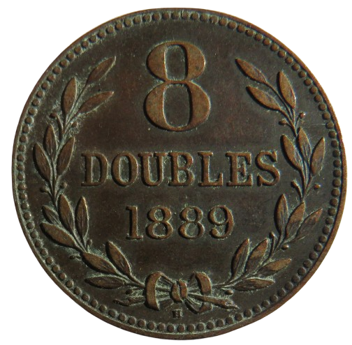 1889-H Guernsey 8 Doubles Coin