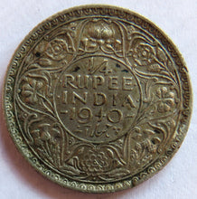 Load image into Gallery viewer, 1940 King George VI India Silver 1/4 Rupee Coin
