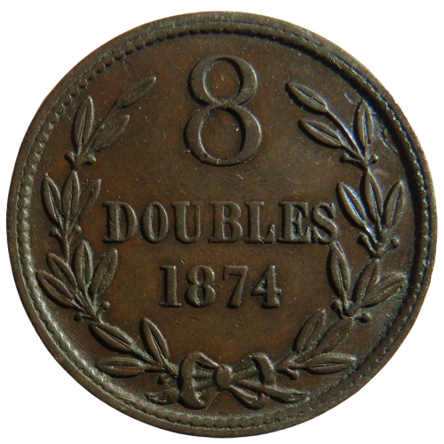 1874 Guernsey 8 Doubles Coin