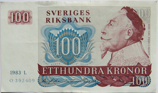 1983 Sweden 100 Kronor Banknote
