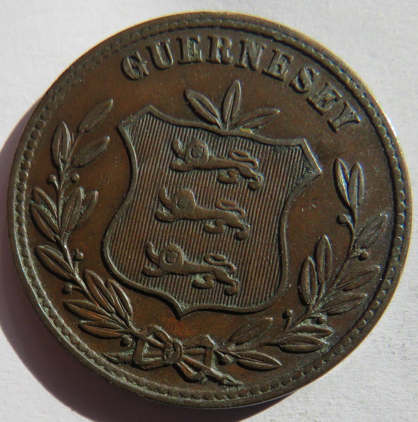 1874 Guernsey 8 Doubles Coin