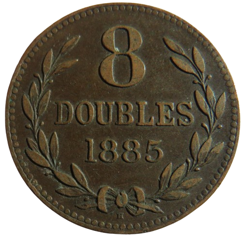 1885-H Guernsey 8 Doubles Coin