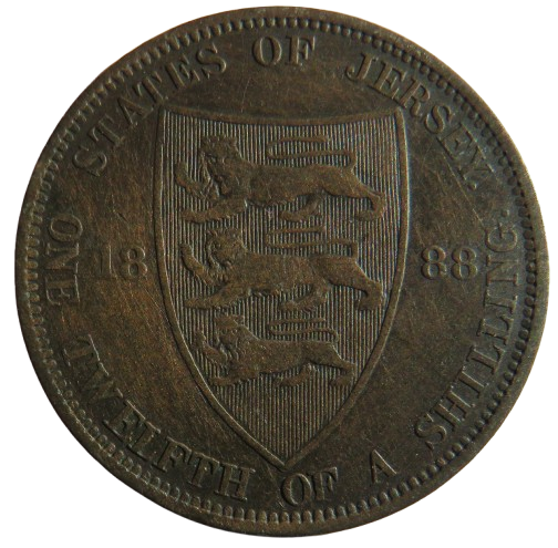 1888 Queen Victoria States of Jersey 1/12th of a Shilling Coin