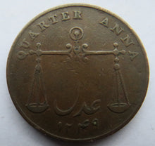 Load image into Gallery viewer, 1833 India Bombay Presidency 1/4 Anna Coin
