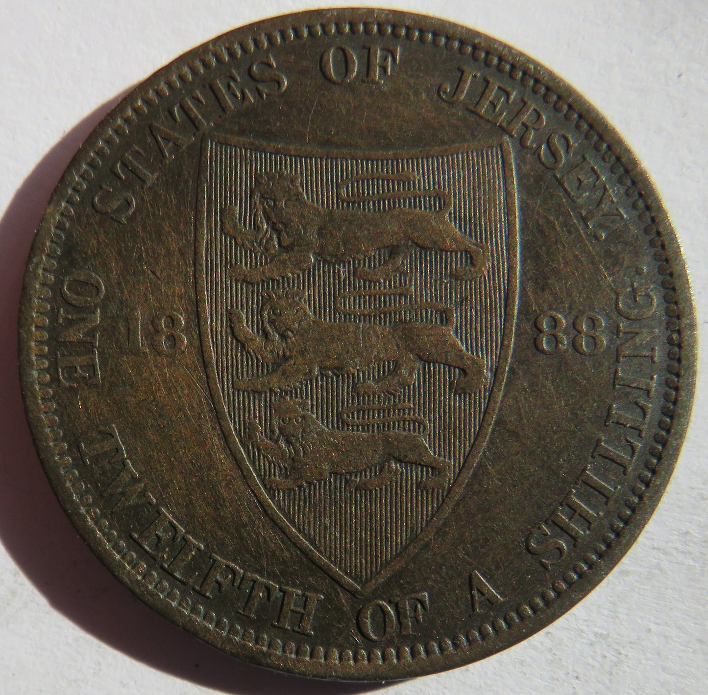 1888 Queen Victoria States of Jersey 1/12th of a Shilling Coin