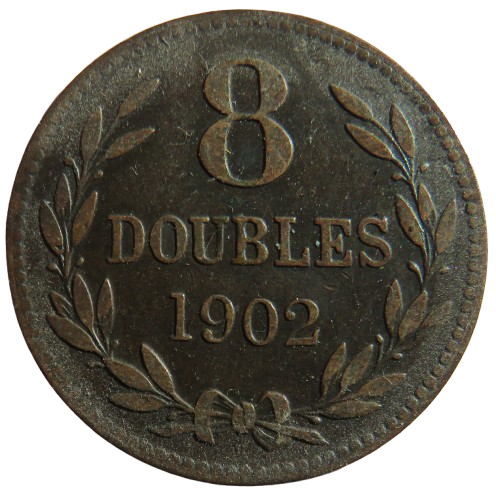 1902-H Guernsey 8 Doubles Coin